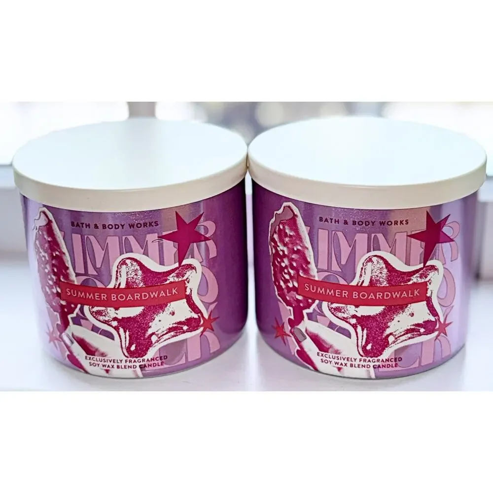 Lot of 2 Bath & Body Works Summer Boardwalk Large 3-Wick Candle 14.5oz